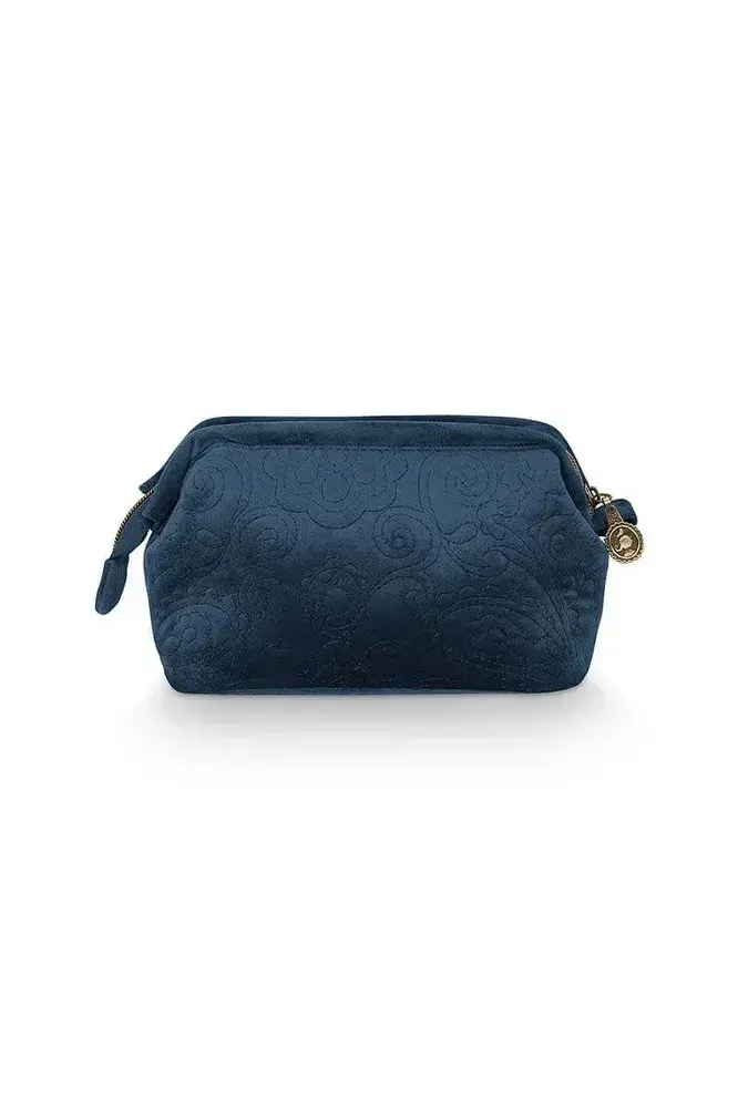 Pip Studio Cooper Velvet Quiltey Days sametová kosmetická taška, modrá