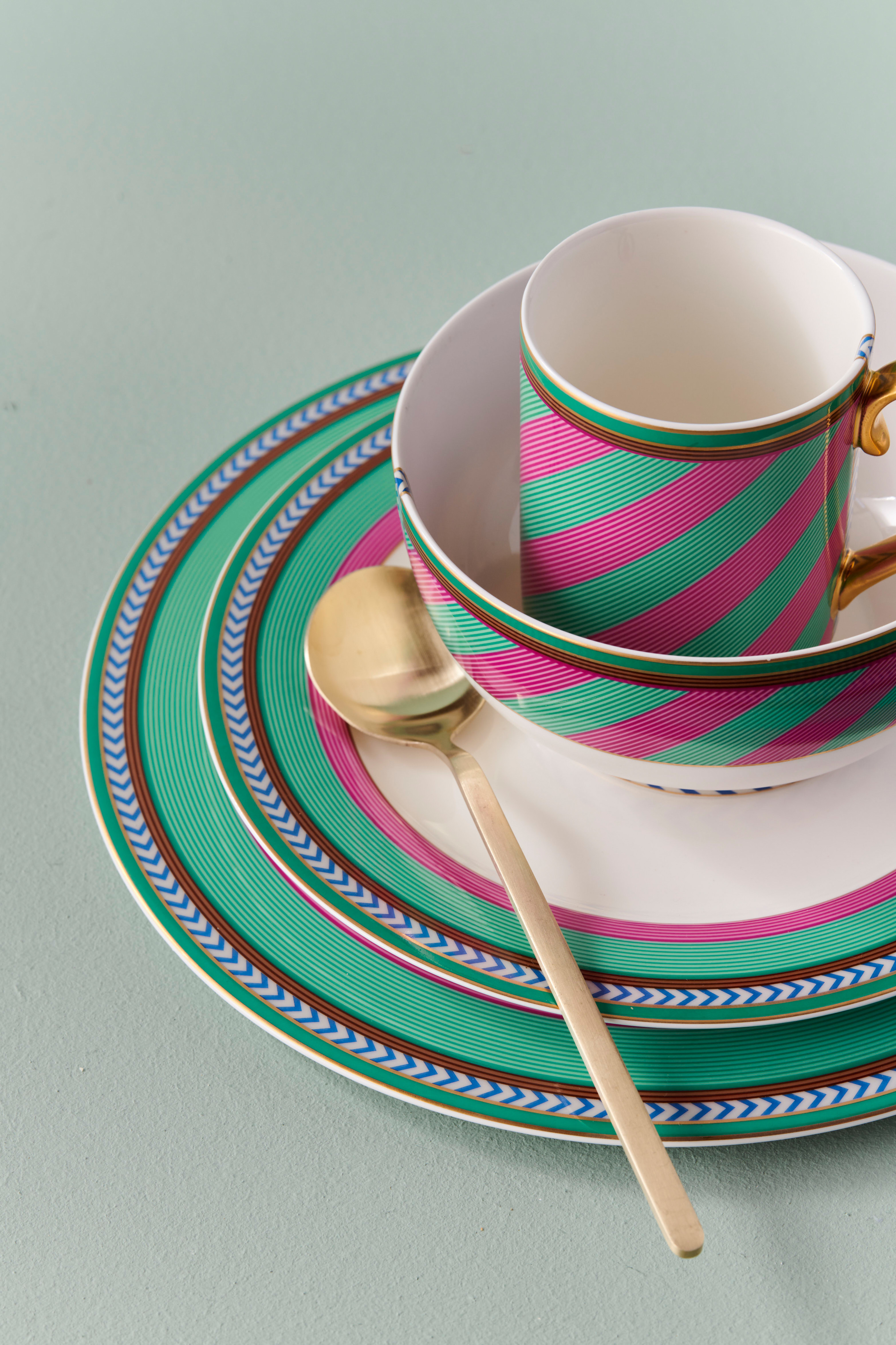 Pip Studio Pip Chique Stripes talíř ∅28cm, růžovo-zelený