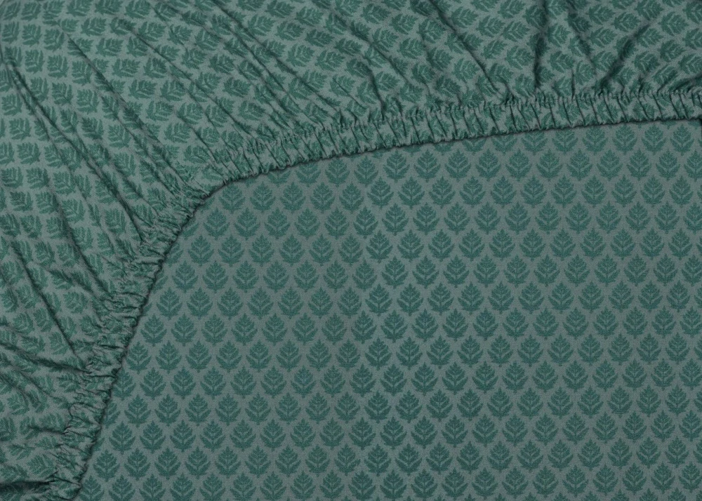 Pip Studio perkálové prostěradlo Thousand Leaves 90x200 cm, modro-šedé