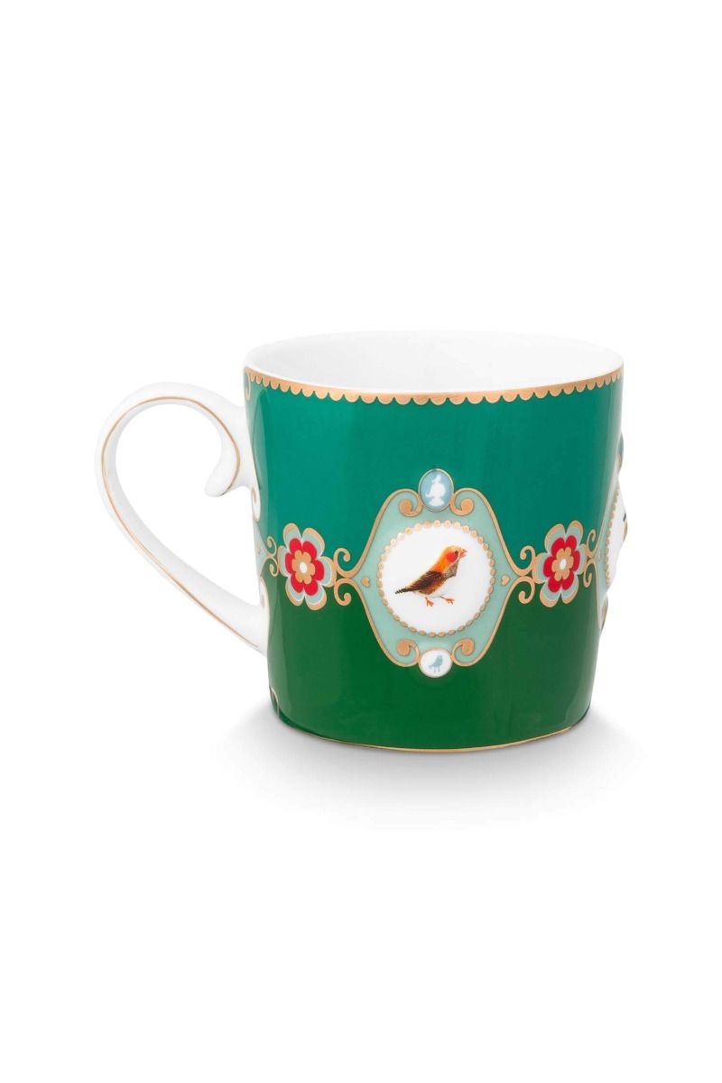 Pip Studio Love Birds hrnek 165ml, tmavě zelené