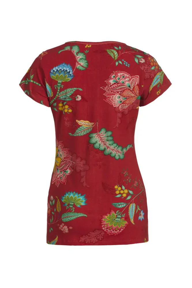 Pip Studio Toy triko s krátkým rukávem Jambo Flower, červené