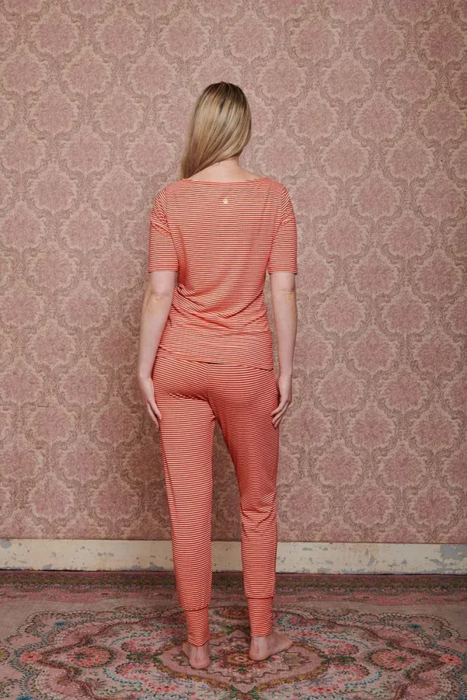 Pip Studio Bobien dlouhé kalhoty Little Sumo Stripe, coral