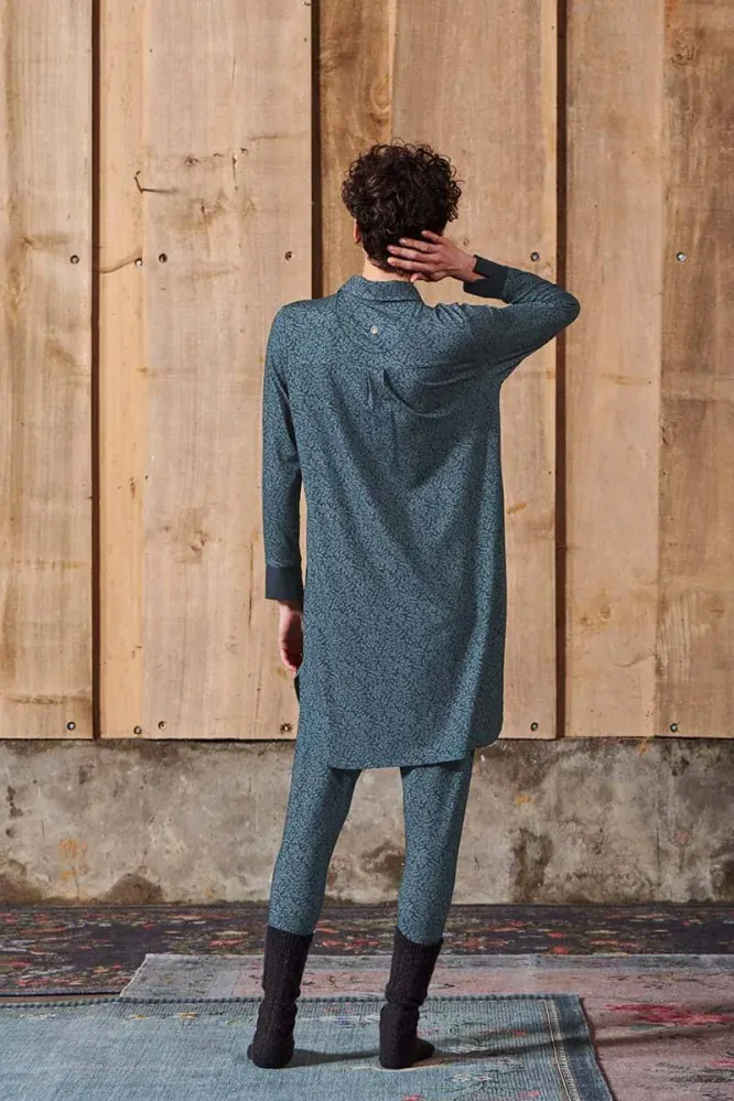 Pip Studio Daatje noční košile Leafy Dots, modrá