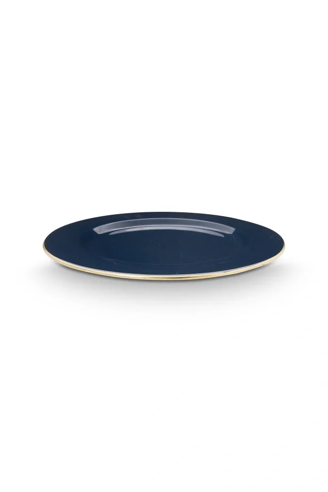 Pip Studio Berry Blues kovový talíř Ø 32cm, tmavě modrý