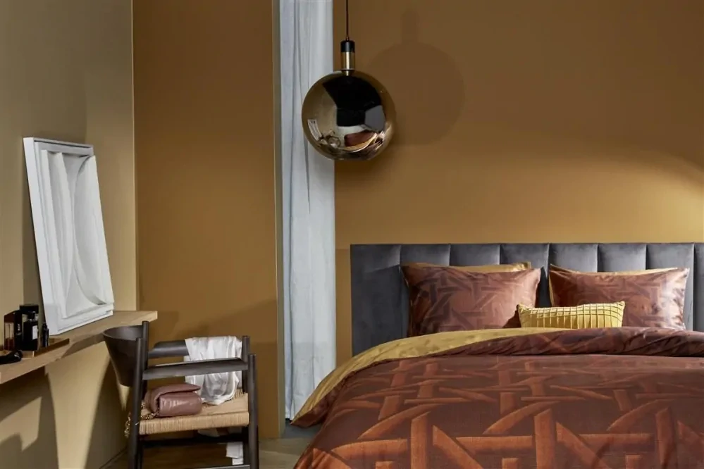 Kardol ložní povlečení pro pánskou ložnici Parsons balvněný satén zlaté, prodloužená délka