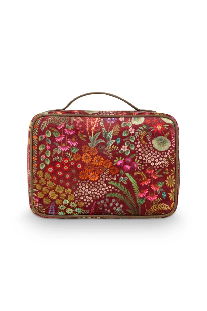 Pip Studio Casey Querida Quilted Velvet sametový kosmetický kufr, červený