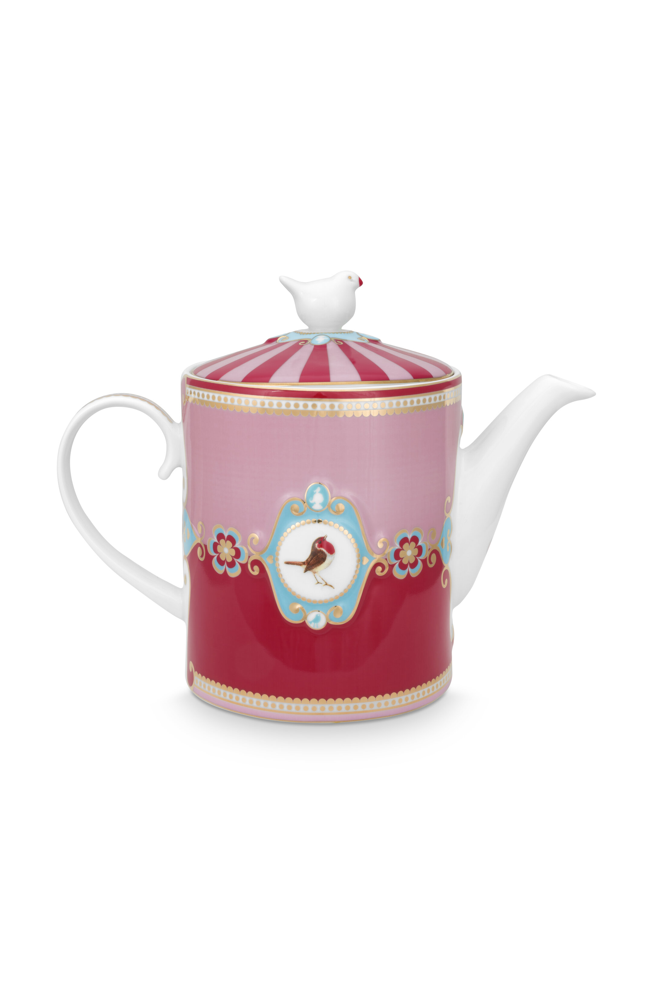 Pip Studio Love Birds čajová konvice 1,3l, červeno-růžová
