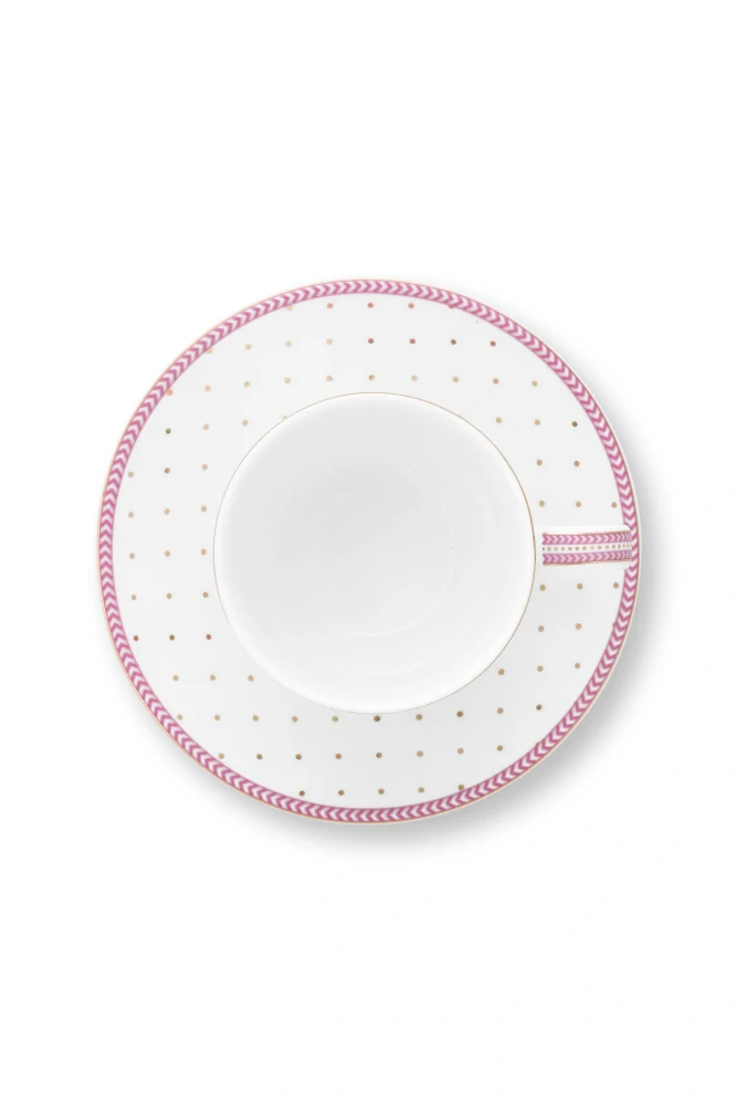 Pip Studio Jolie Dots Gold espresso hrneček s talířkem 100ml, růžový