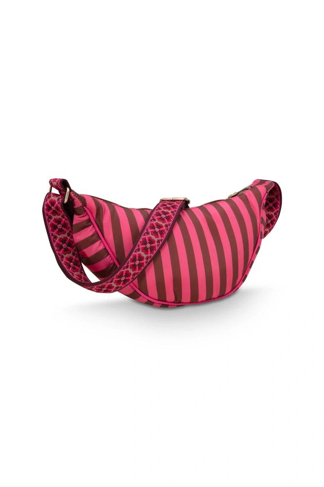 Pip Studio Freya Half Moon Cross Body Stripe kabelka, růžová