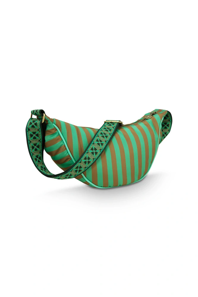 Pip Studio Freya Half Moon Cross Body Stripe kabelka, zelená