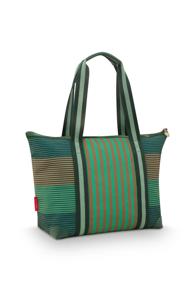 Pip Studio Tilda Stripe Plážová taška, zelená