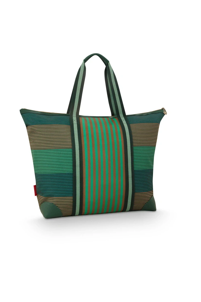 Pip Studio Tilda Stripe Plážová taška, zelená s pruhy