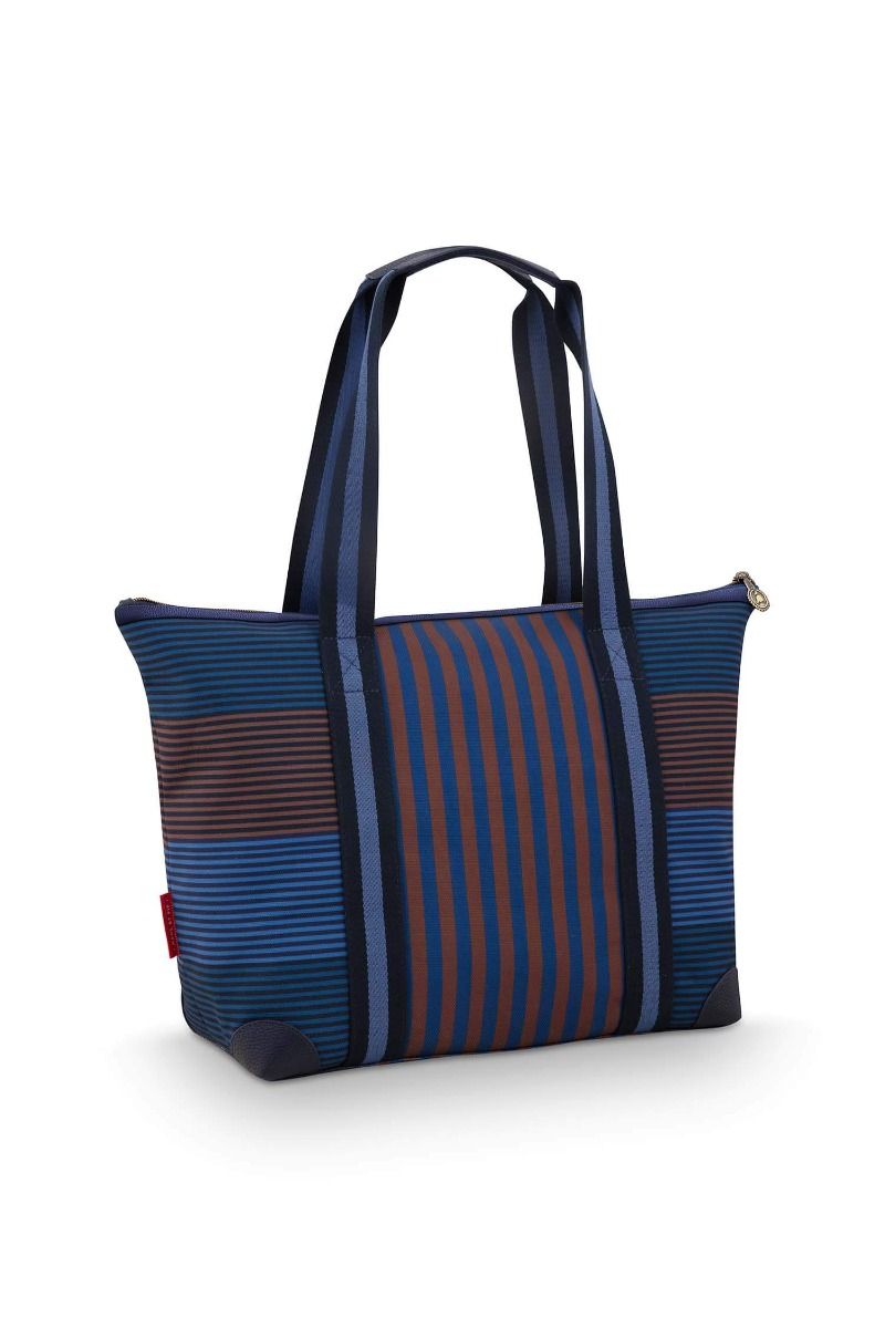 Pip Studio Tilda Stripe střední plážová taška, modrá