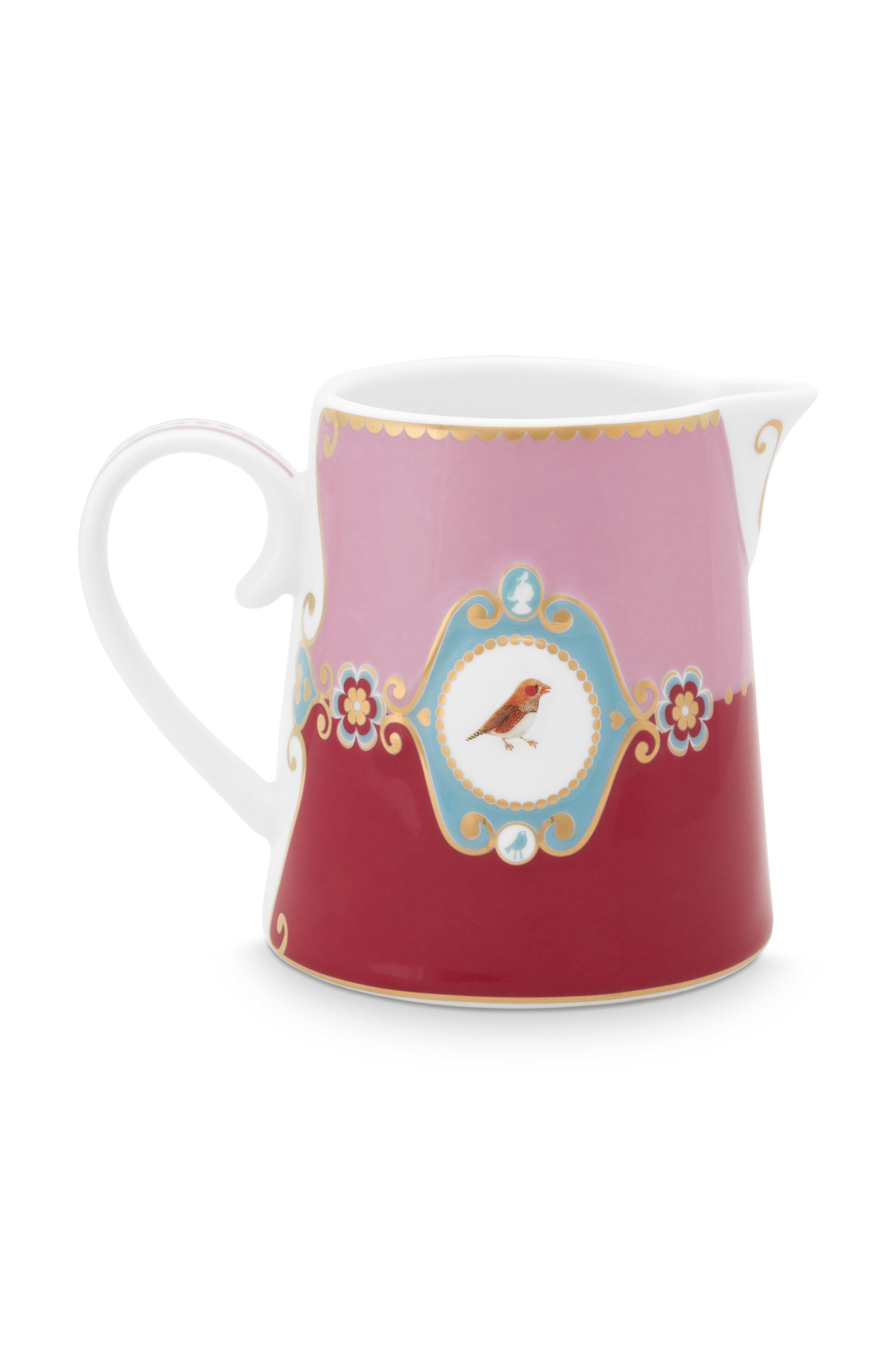 Pip Studio Love Birds Medallion mlékovka 270ml, červeno-růžová