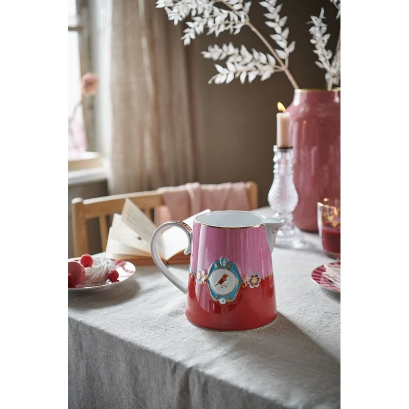Pip Studio Love Birds Medallion džbán 900ml, červeno-růžová