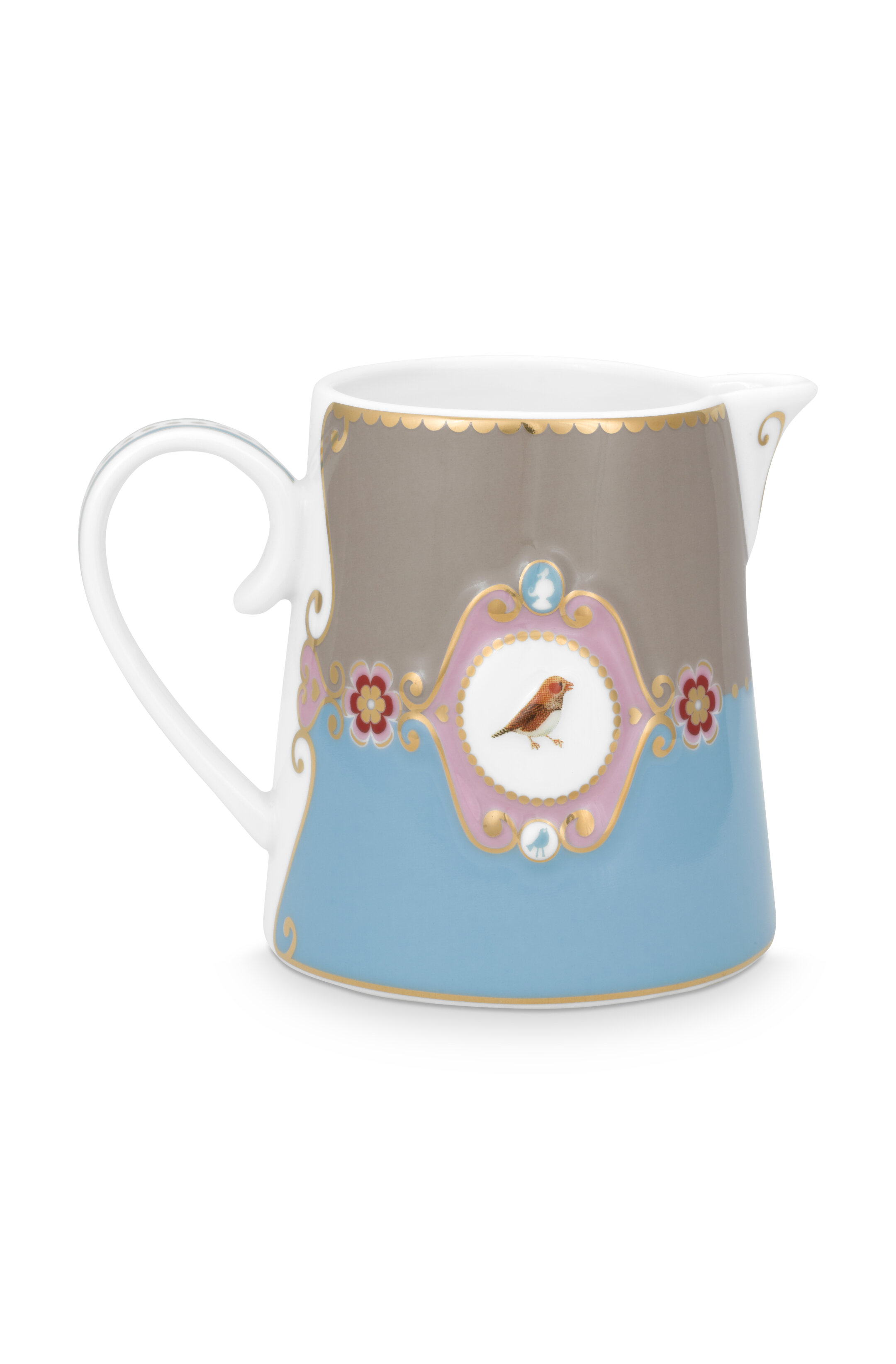 Pip Studio Love Birds Medallion mlékovka 270ml, modrá-khaki