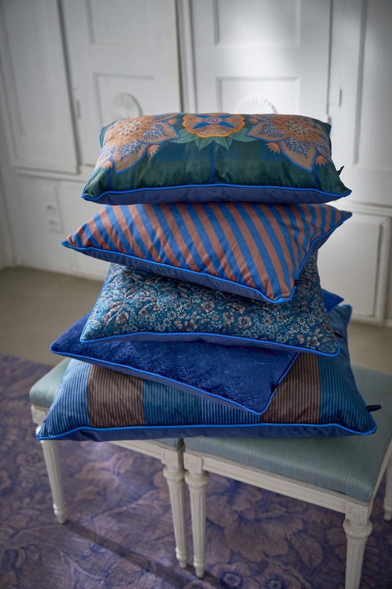 Pip Studio dekorační polštář Flores Felices 30x50 cm, modrý