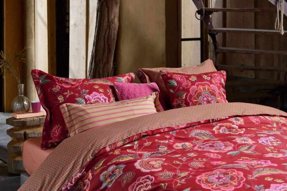 Pip Studio povlečení z broušeného kepru Matata červené 140x200 + 70x90 cm