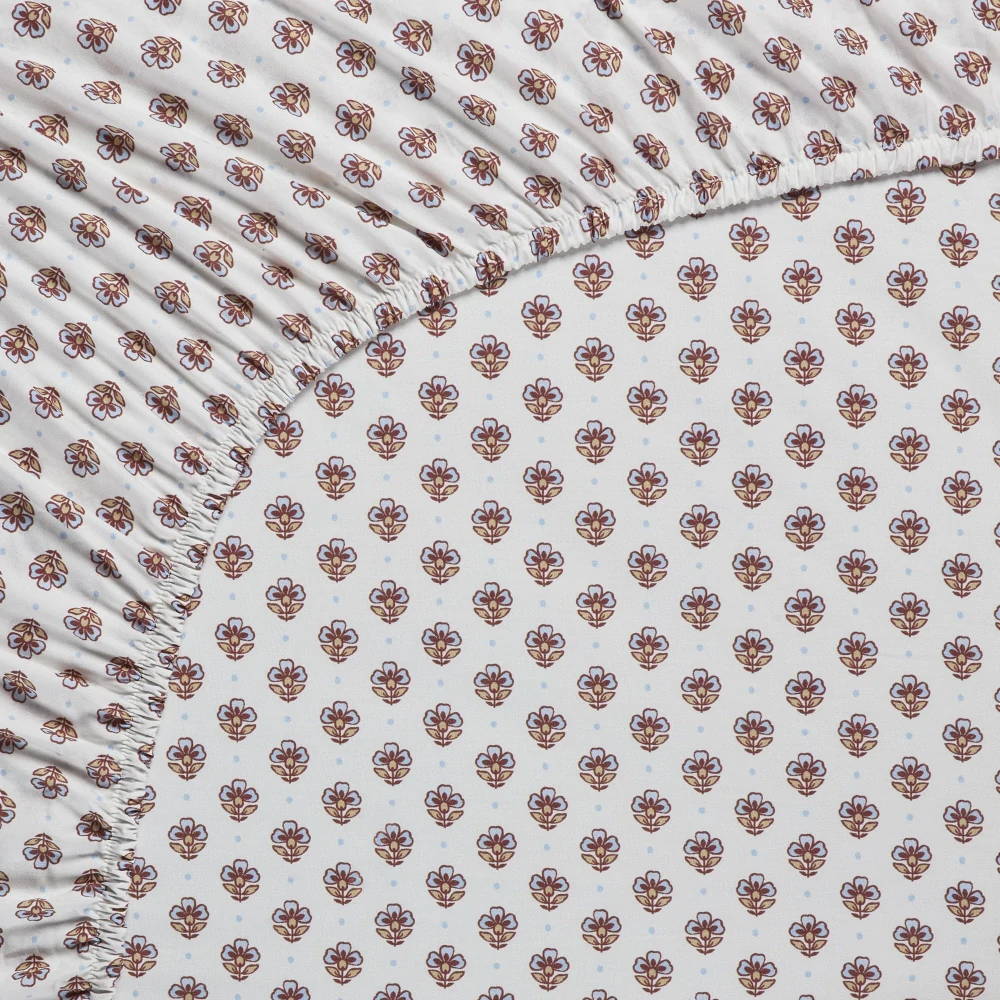 Pip Studio perkálové prostěradlo Jaipur Flower 90x200 cm, světle modré