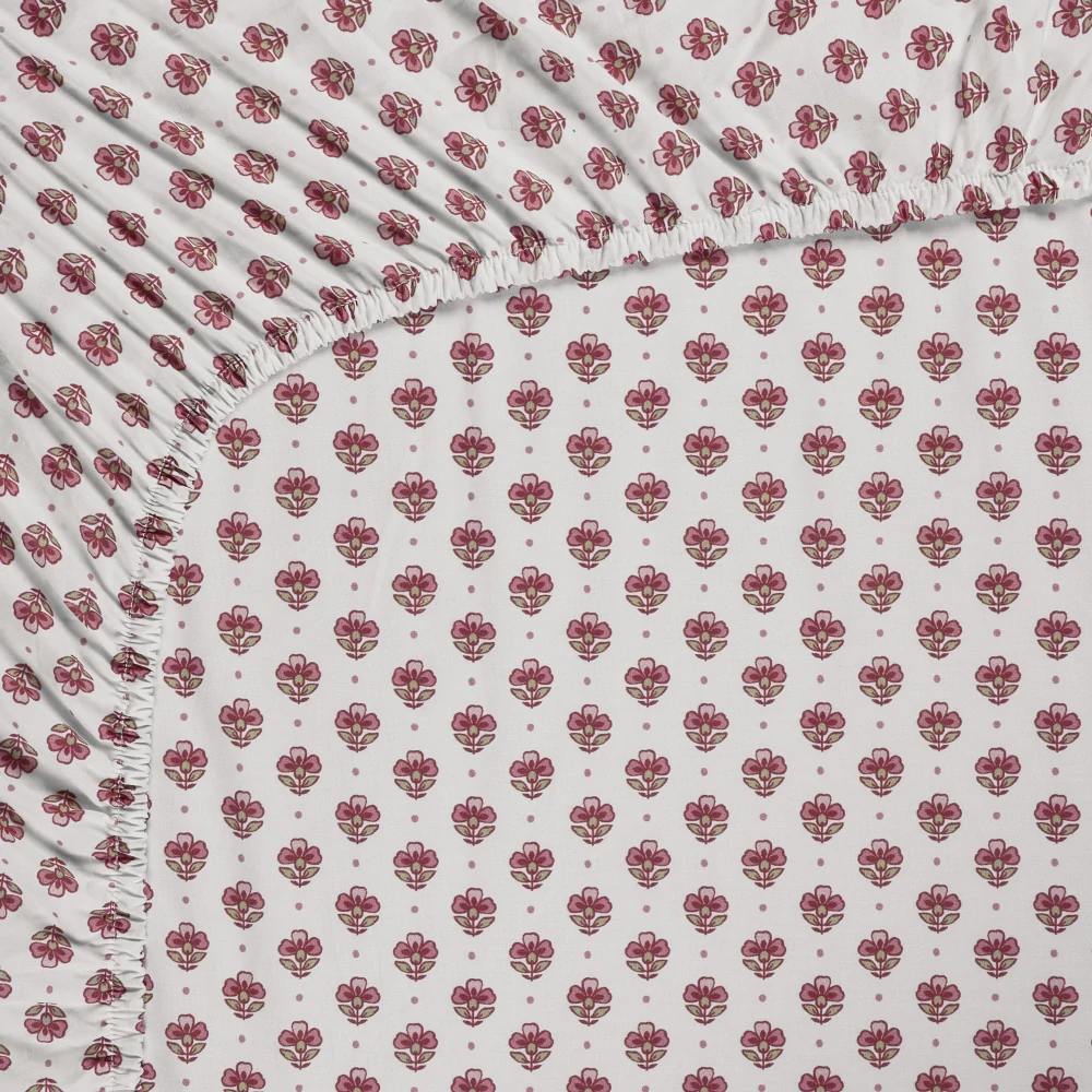 Pip Studio perkálové prostěradlo Jaipur Flower 90x200 cm, světle růžové