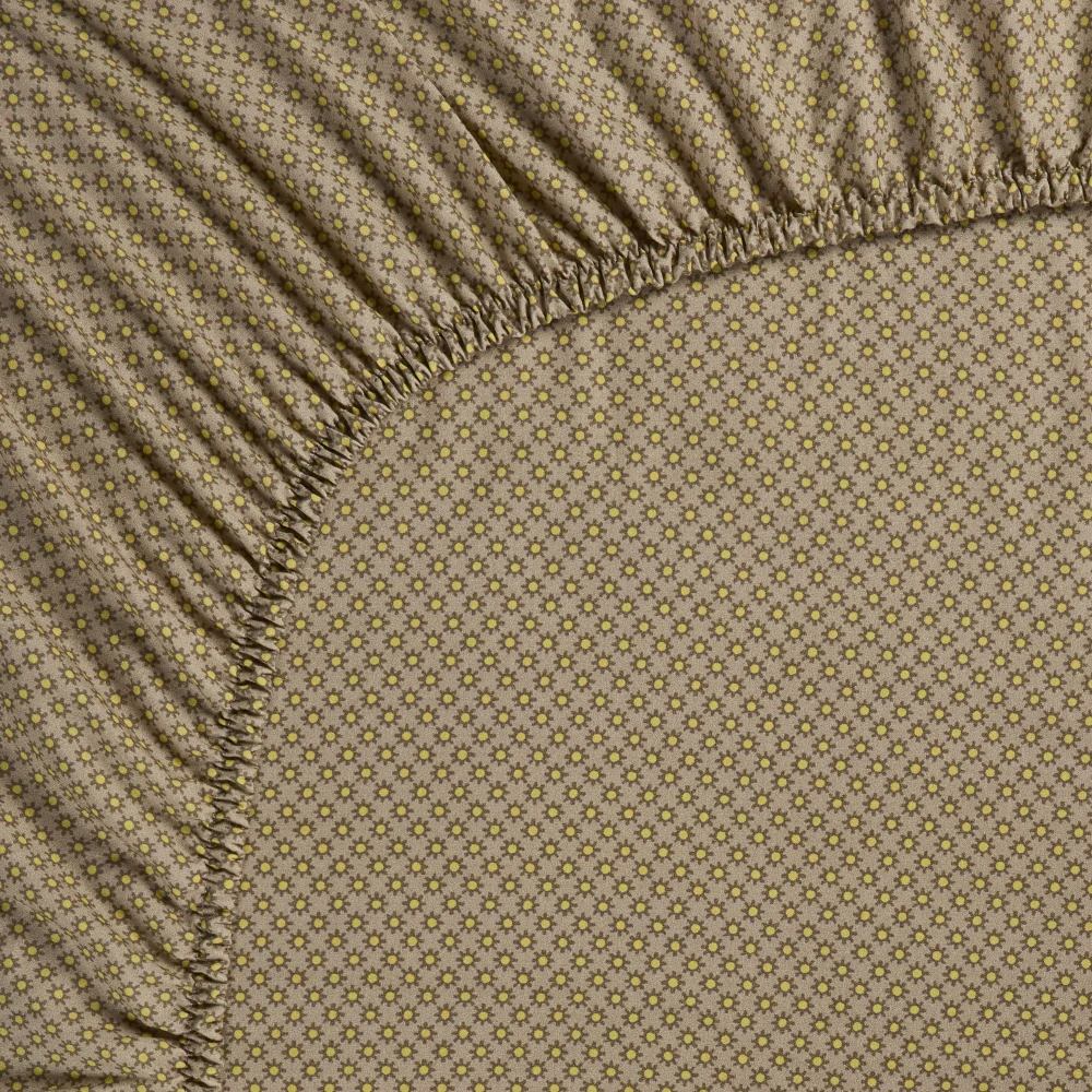 Pip Studio perkálové prostěradlo Twinkle Star 90x200 cm, žlutá-khaki