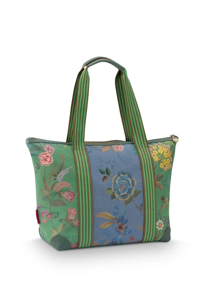 Pip Studio Tilda Bodhi Flower střední plážová taška, zelená