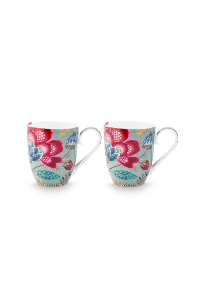 Pip Studio Blooming Tales sada 2ks hrnků 180ml, modrá