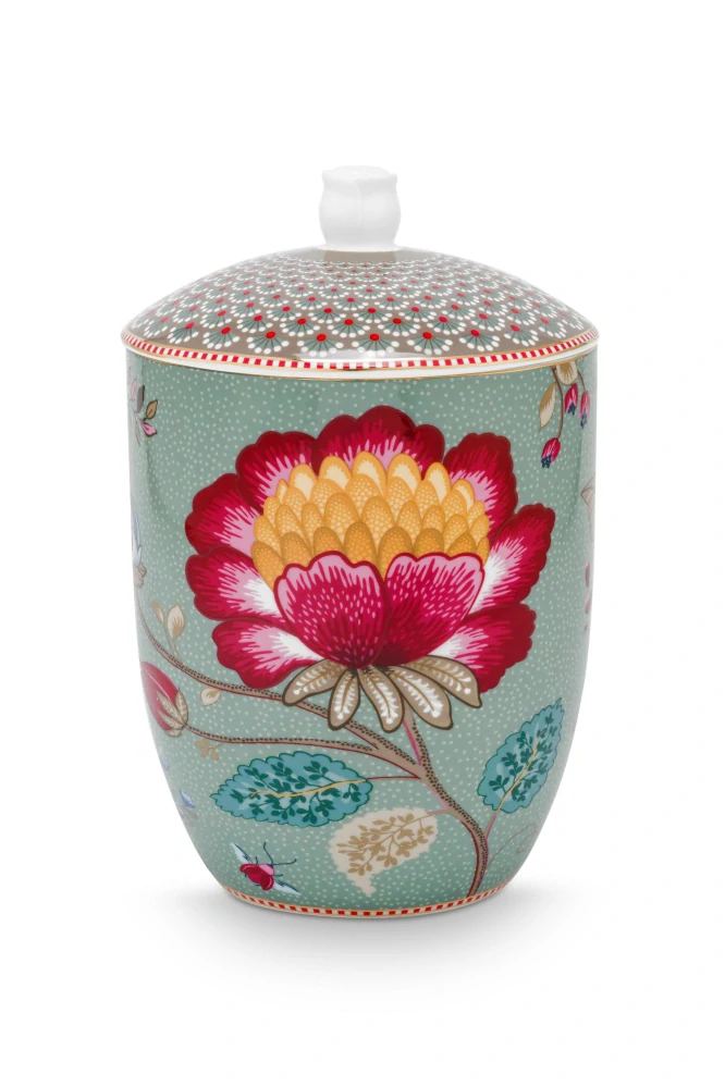 Pip Studio Blooming Tales skladovací dóza 1,5l, modrá