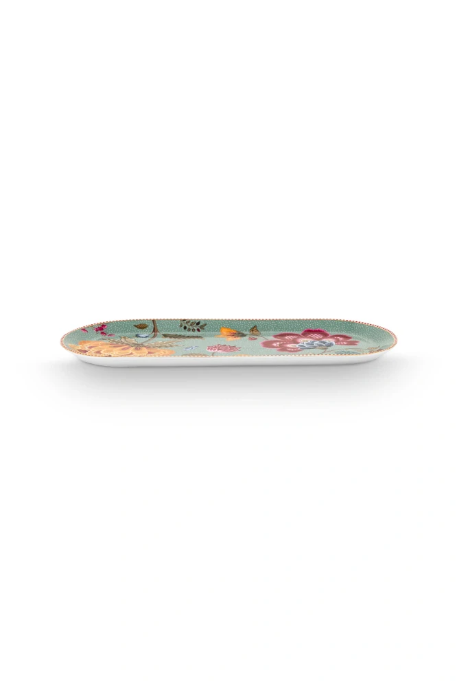 Pip Studio Blooming Tales servírovací tác 33.3 x 15.5 cm, modrý