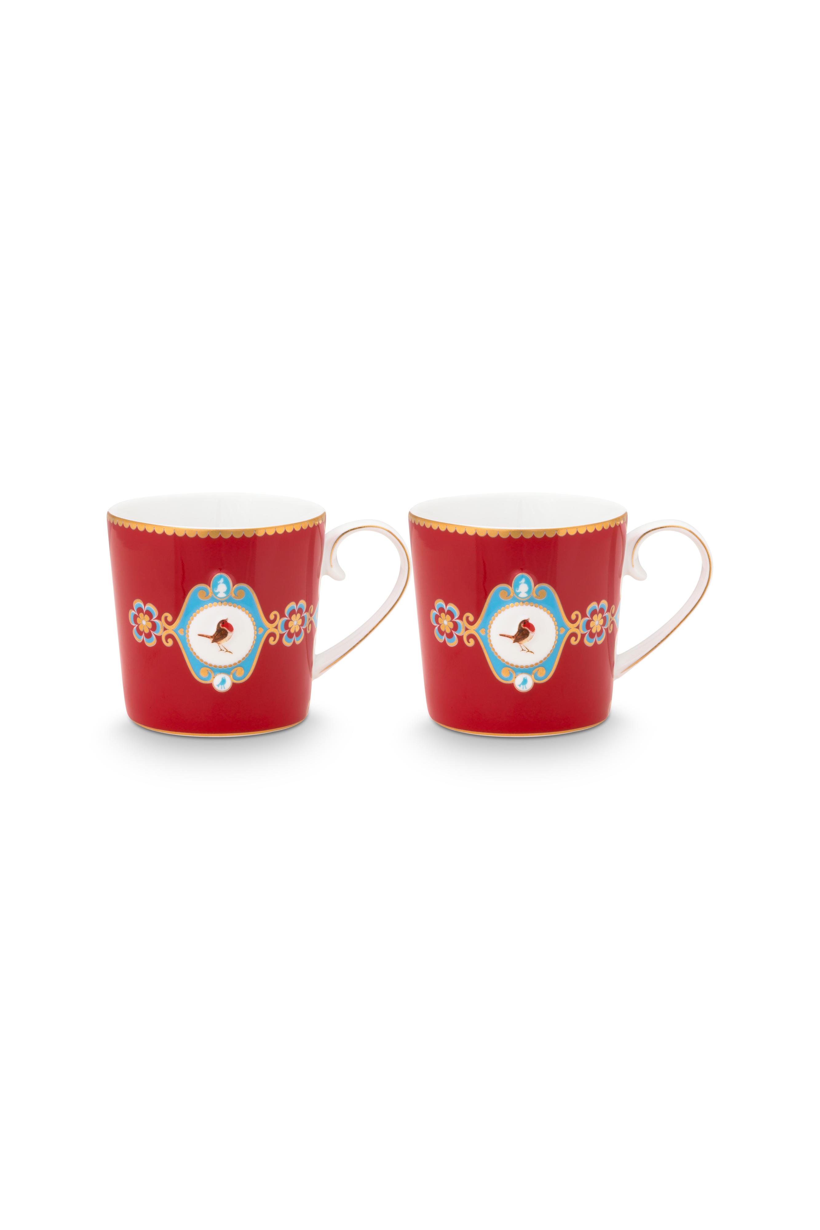 Pip Studio Love Birds sada 2 ks hrnků 165ml, červená