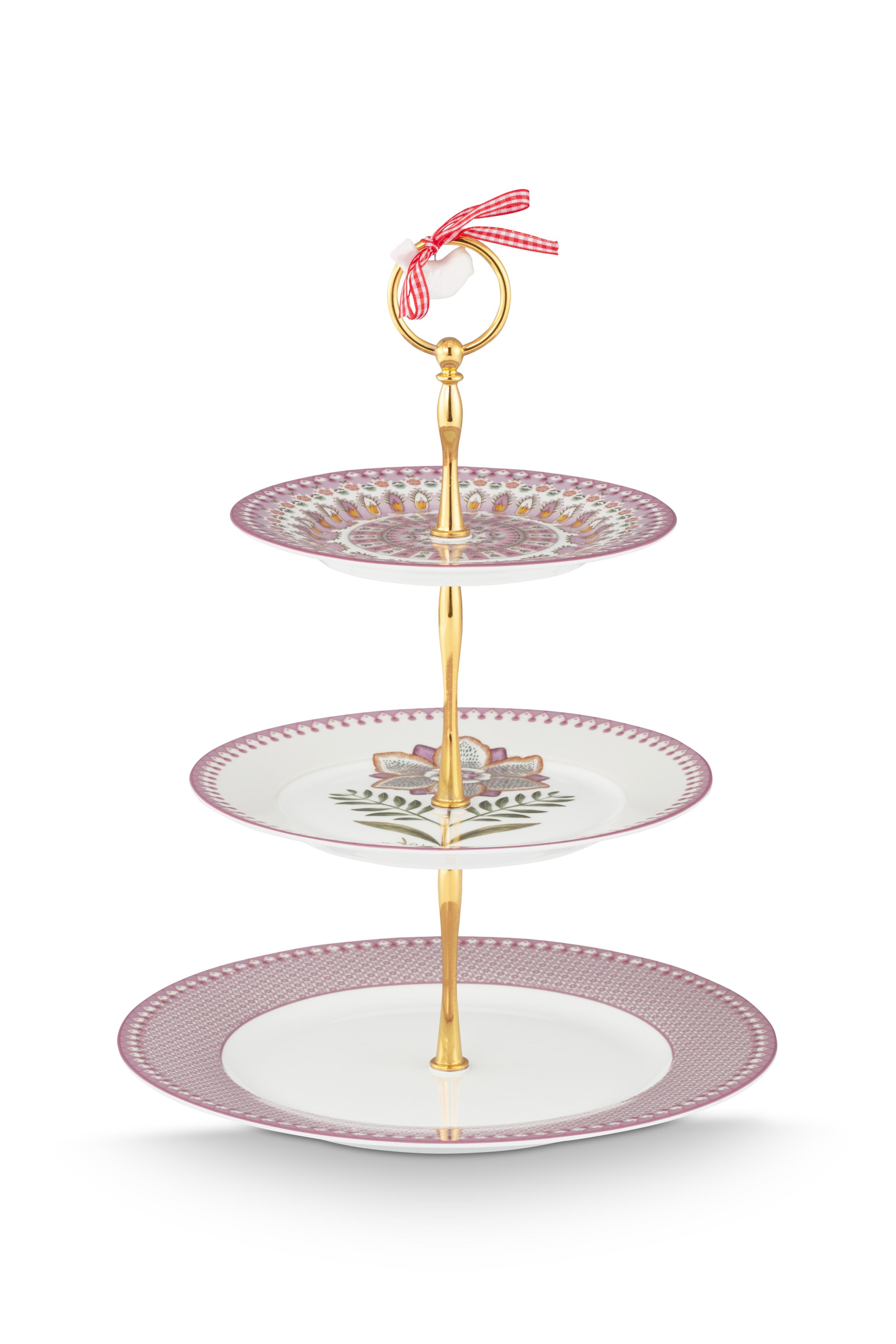 Pip Studio Lily & Lotus třípatový etažér, lila