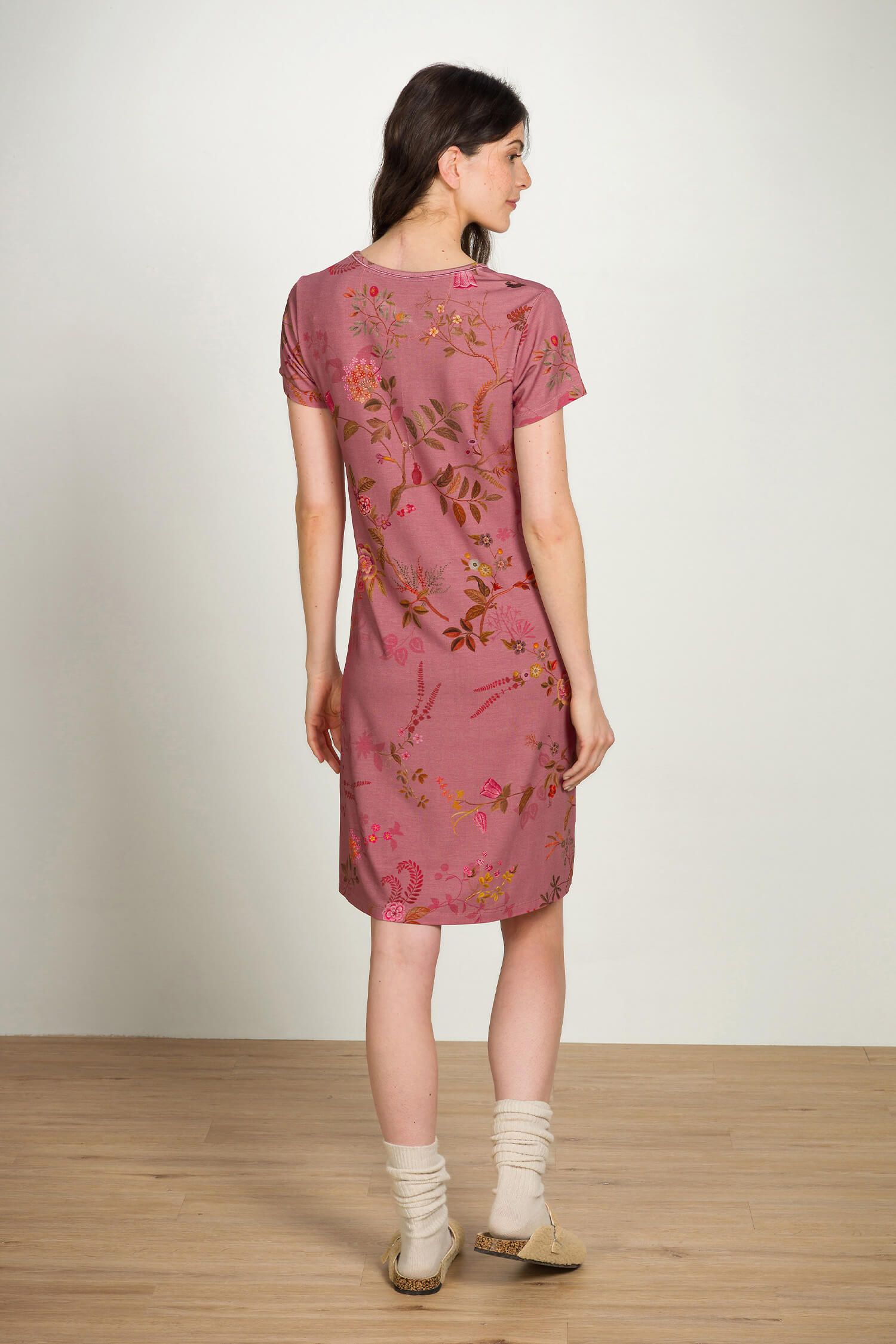 Pip Studio Djoy noční košile Bodhi Flower, tmavě růžová