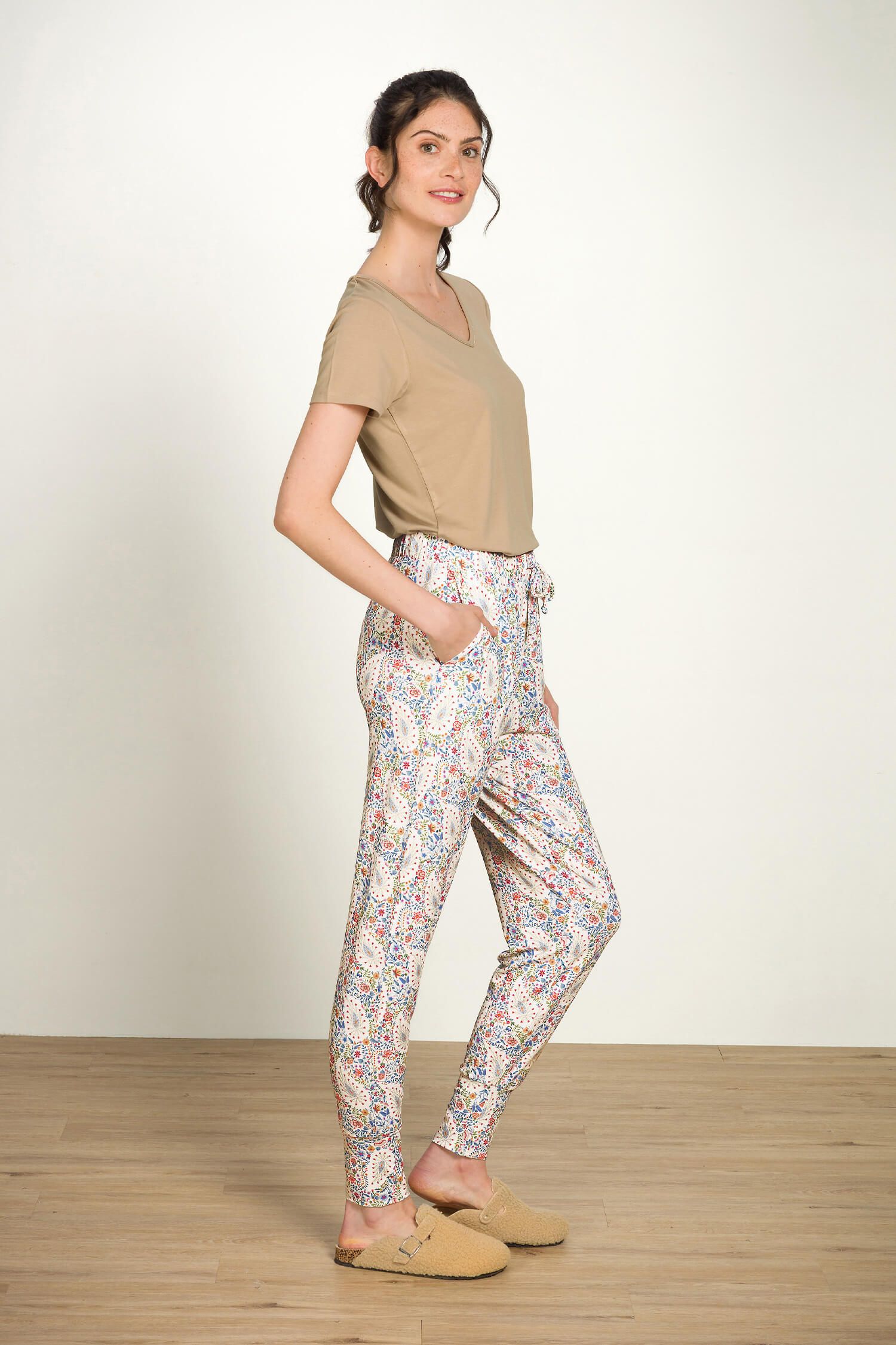 Pip Studio Bobien dlouhé kalhoty Kairi Bloom, modré