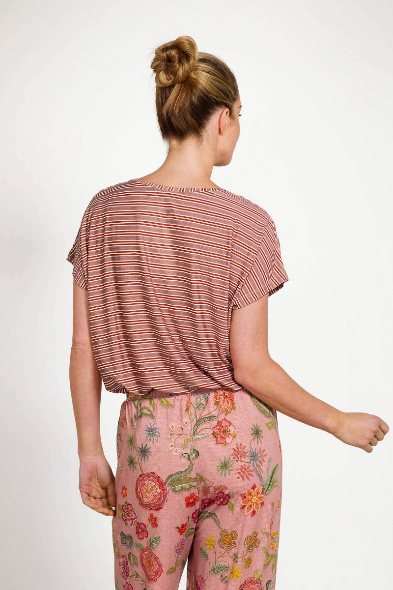 Pip Studio Tatum triko s krátkým rukávem Kente Stripes, růžové