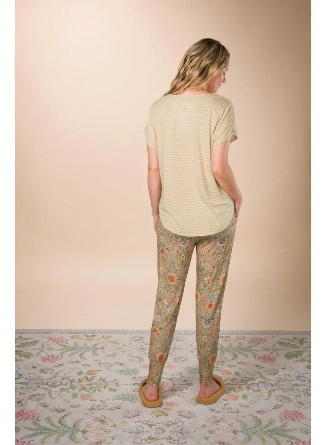 Pip Studio Bobien dlouhé kalhoty Flore Pequeňa, pískové