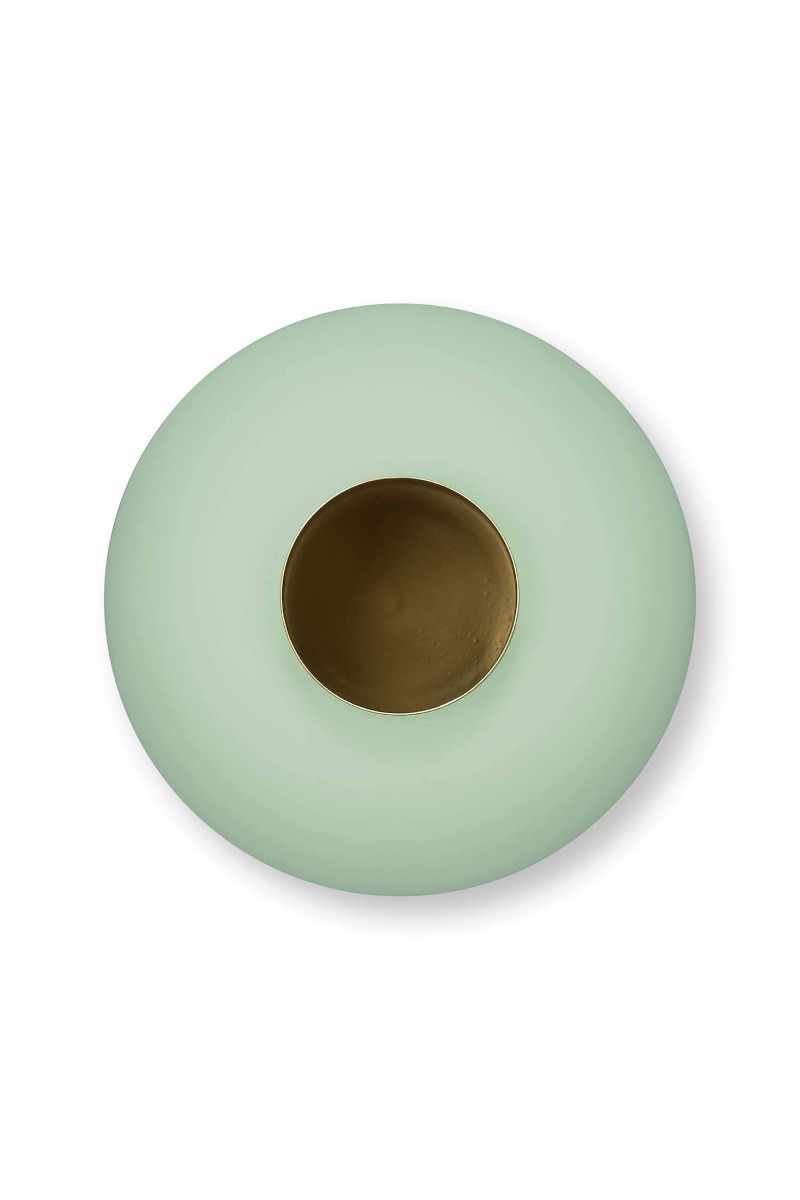 Pip Studio velká kovová váza 23 cm, světle zelená matná