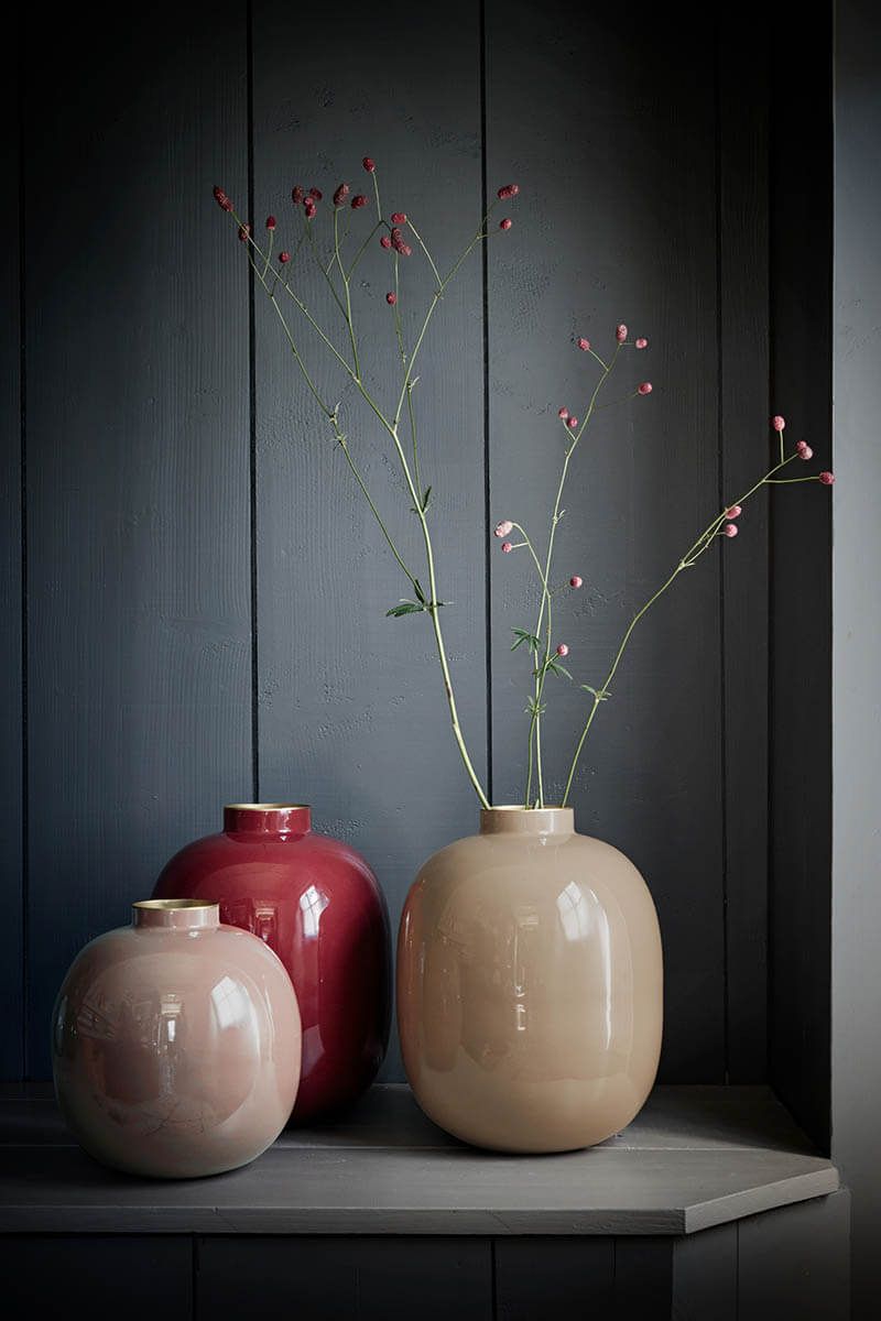 Pip Studio velká kovová váza 32cm, šedohnědá