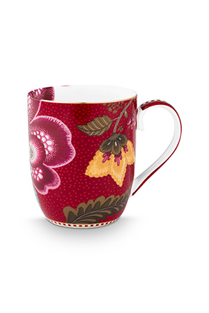 Pip Studio Blooming Tales set 2 ks hrnku 180 ml - tmavě červený