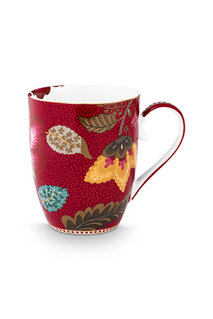 Pip Studio Blooming Tales set 2 ks hrnku 350 ml - tmavě červený