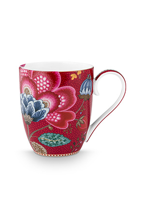 Pip Studio Blooming Tales set 2 ks XL hrnku 440 ml - tmavě červený