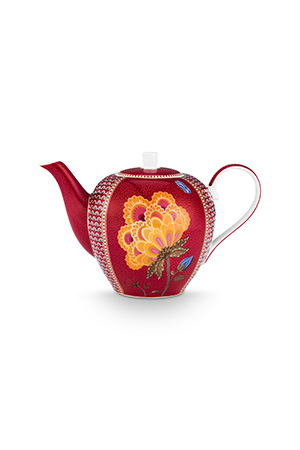 Pip Studio Blooming Tales velká čajová konvice 1,6 l - tmavě červená