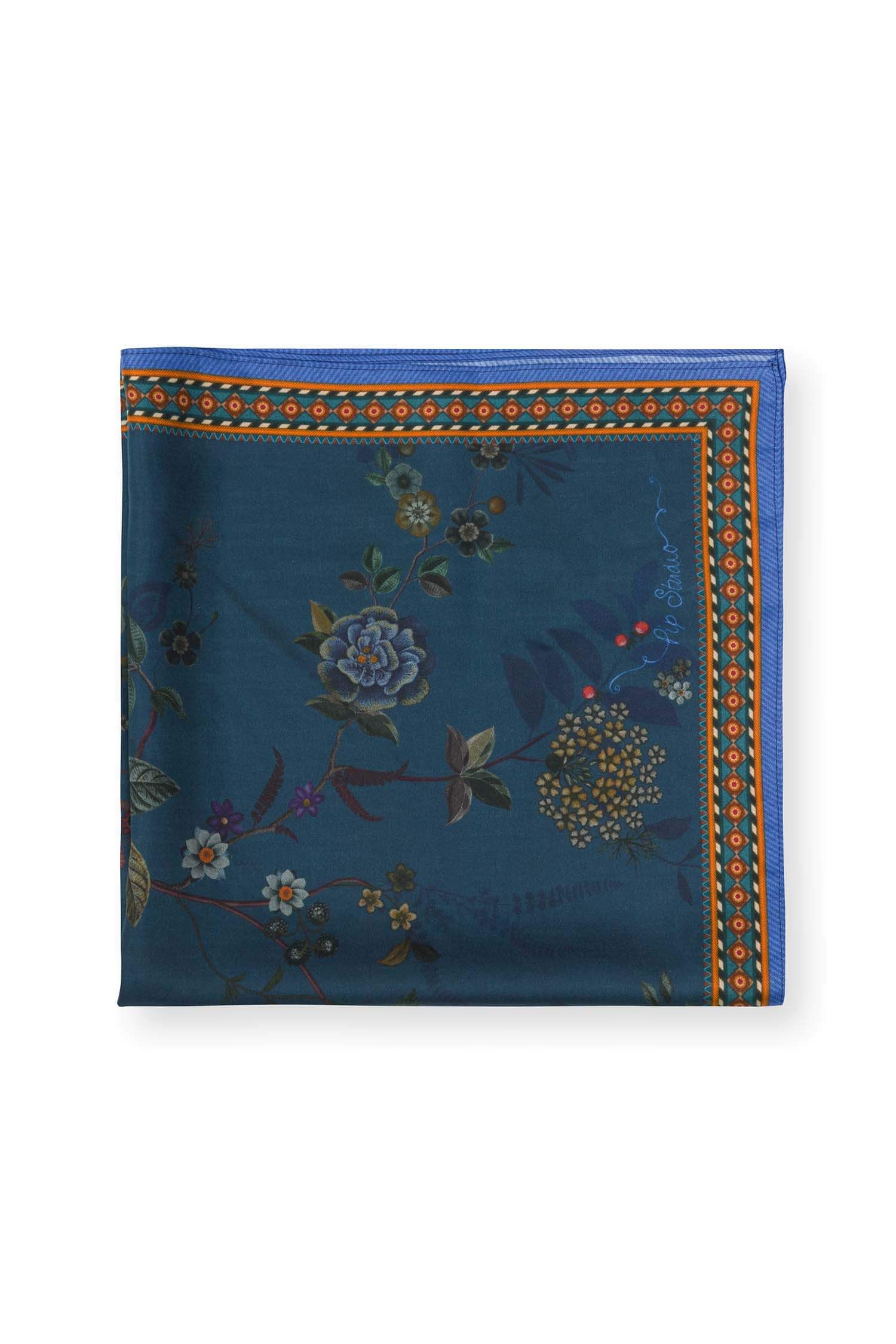 Pip Stylově hedvábný šátek Bodhi Flower - modrý