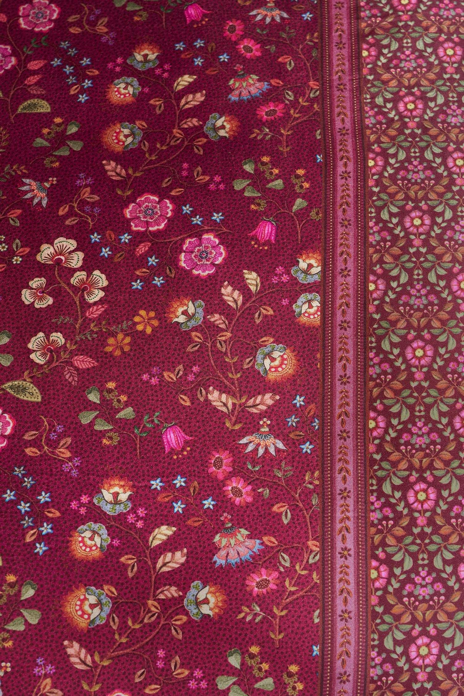 Pip Studio povlečení z broušeného kepru Flora Bangalore 200 x 200 cm - tmavě růžové