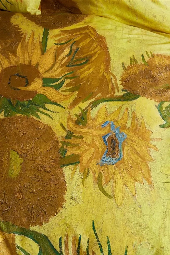 Povlečení z bavlněného saténu Slunečnice Van Gogh 200x200 + 2x 70x90
