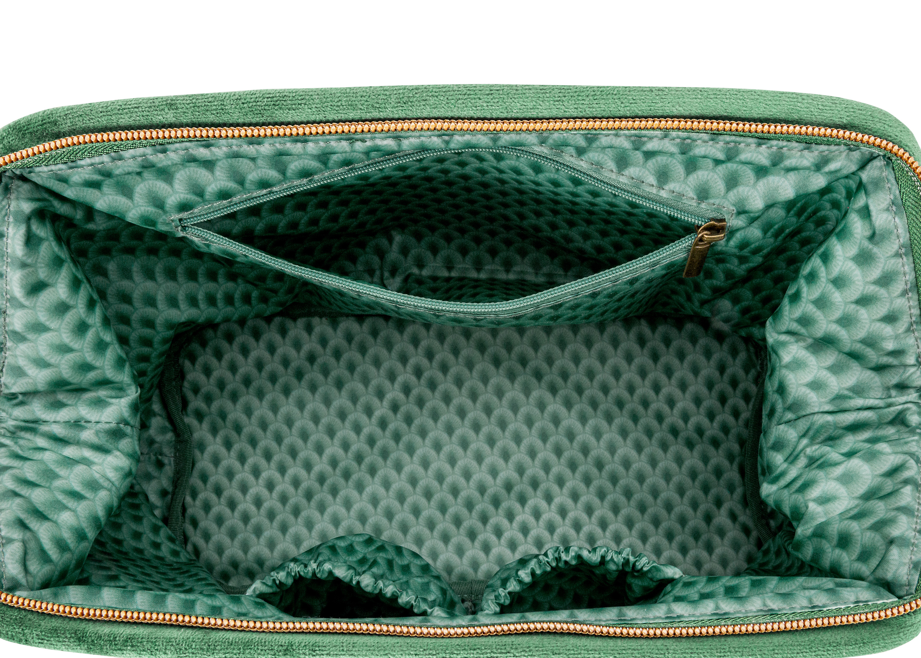 Pip Studio Cooper Velvet Quilted sametová kosmetická taška, zelená