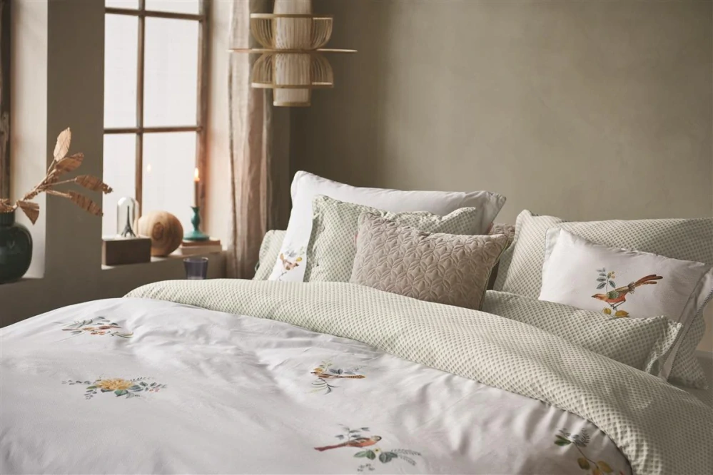 Pip Studio pérkálové povlečení Little Birds bílé 200x200 + 2x 70x90 cm