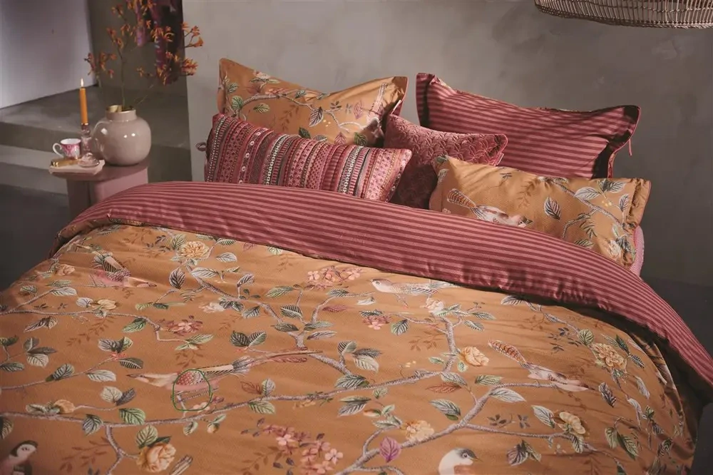 Pip Studio perkálové povlečení Good Nightingale okrové 200x200+2x 70x90 cm