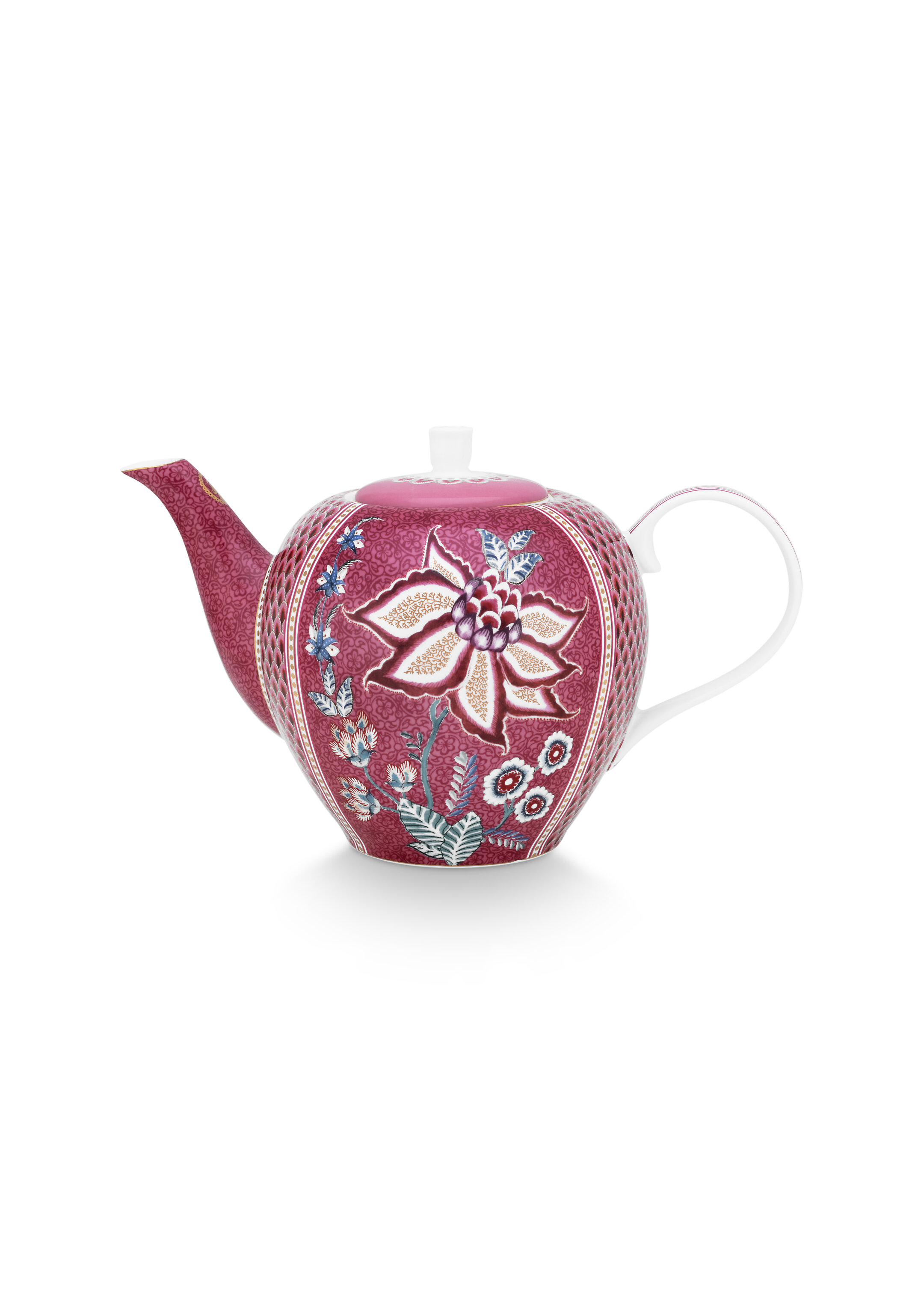 Pip Studio Flower Festival velká čajová konvice 1,6l, tmavě růžová