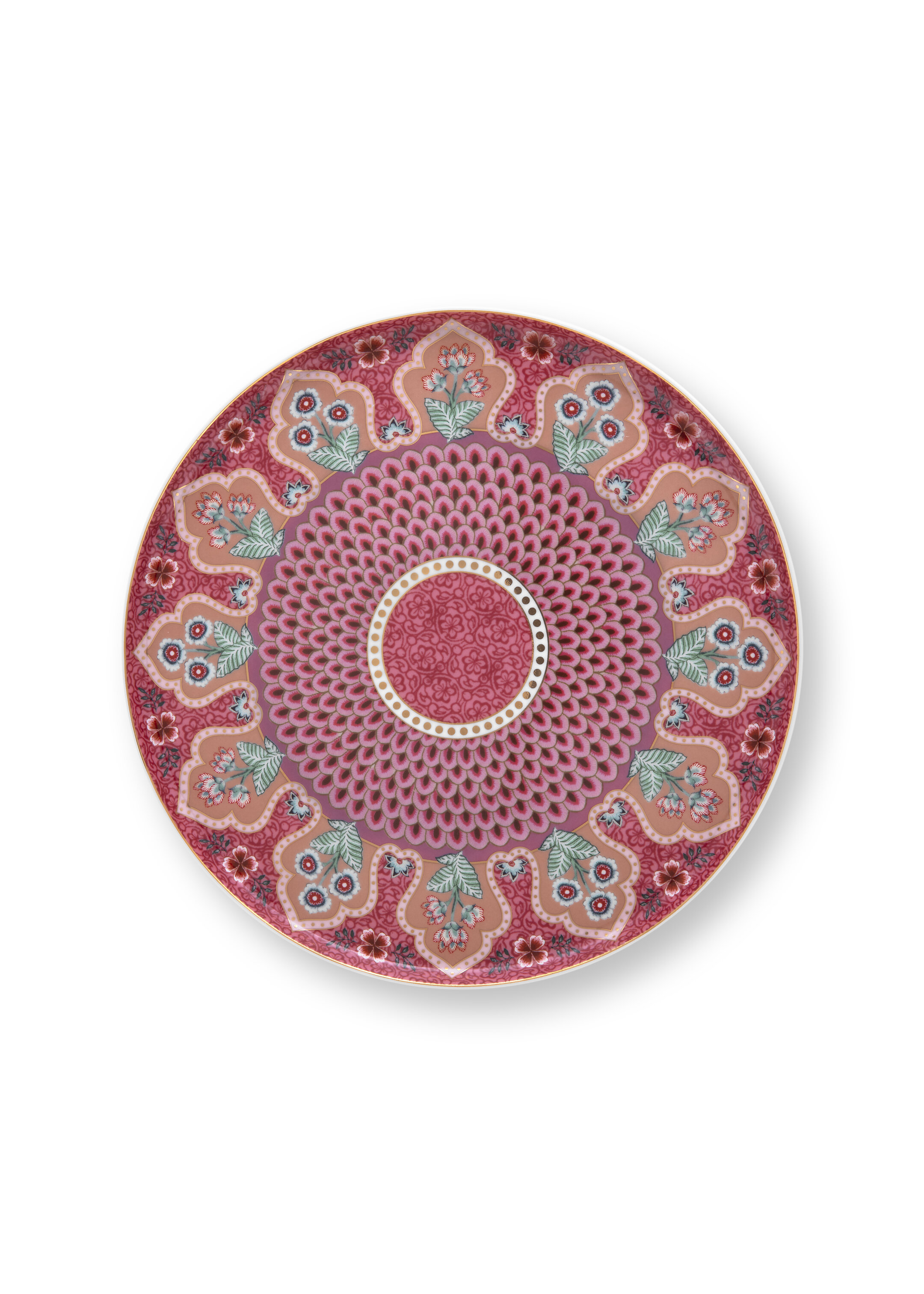 Pip Studio dortový podnos Flower Festival o 21cm, tmavě růžová