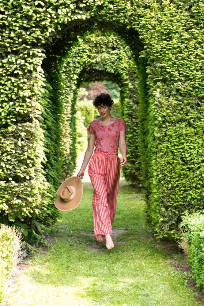 Pip Studio Bernice Dlouhé kalhoty Sumo Stripe, červené